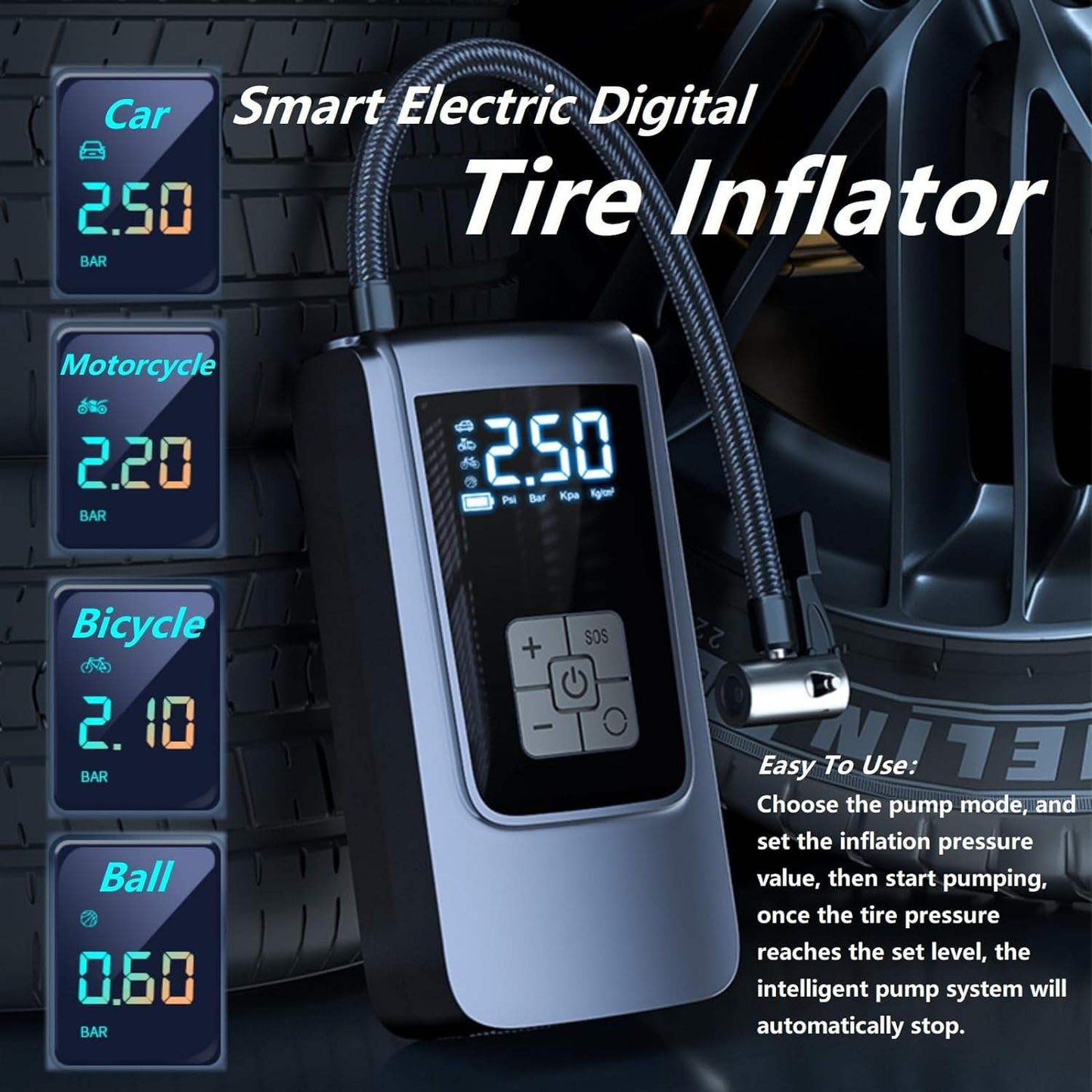 Inflador de neumáticos de coche Mini, inalámbrico, portátil, para bicicleta, motocicleta, baloncesto, Max, negro, plata, blanco, nuevo